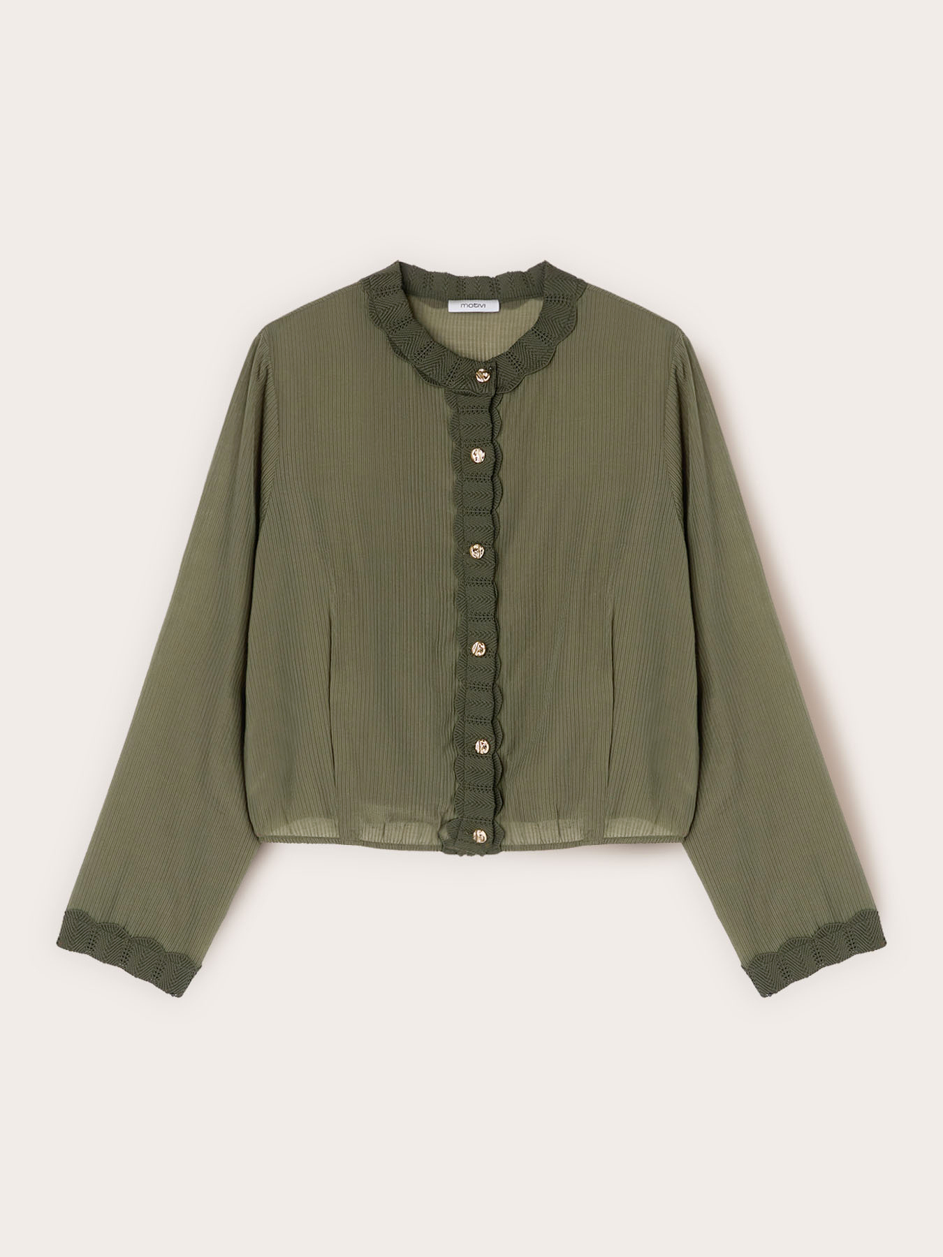 Camicia misto lyocell con bordi in maglia image number 4
