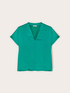 T-shirt bimaterica con scollo a V image number 3