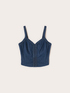 Top in denim con spalline ad intreccio image number 4