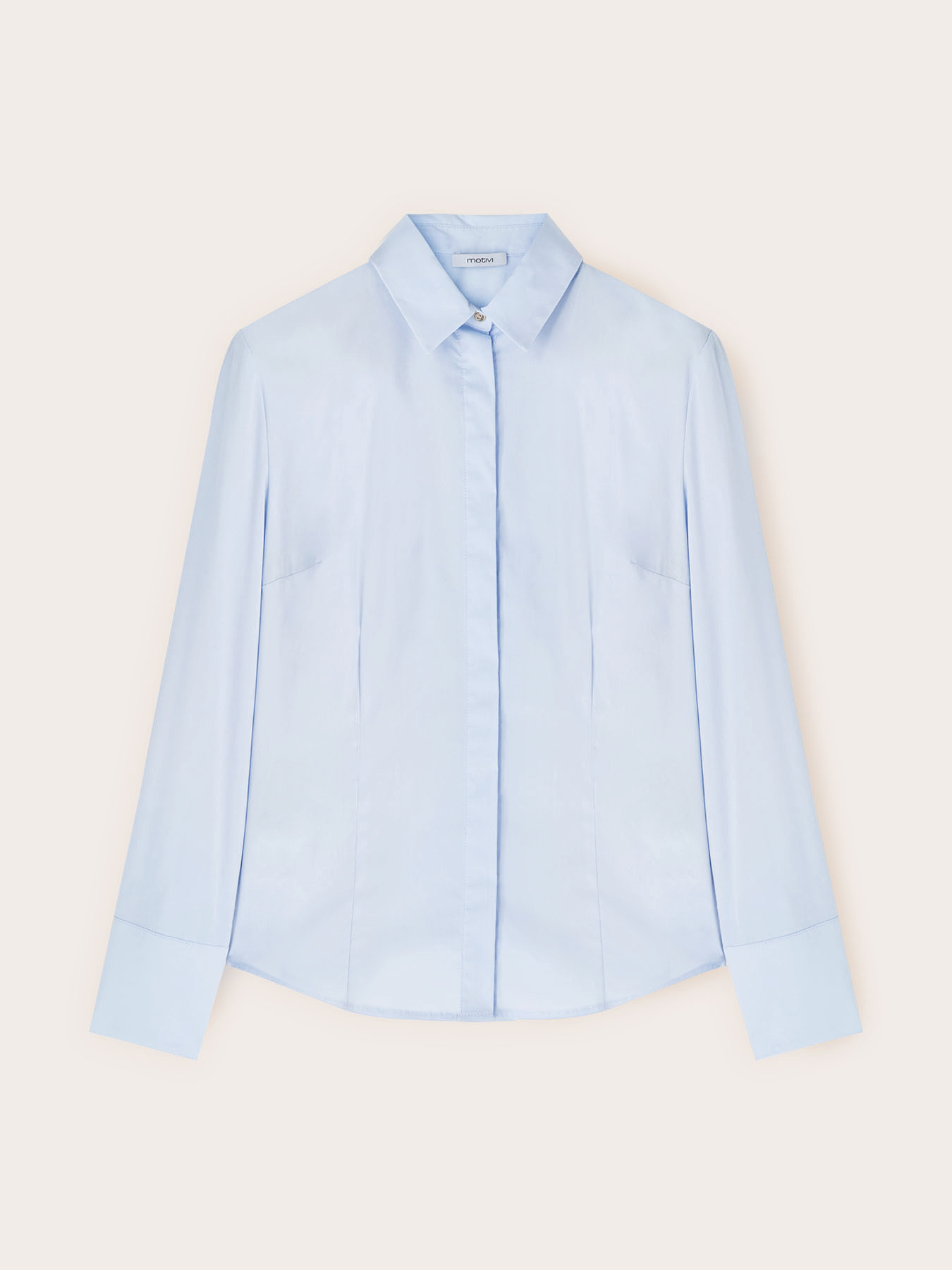 Camicia in popeline con bottoni nascosti image number 4