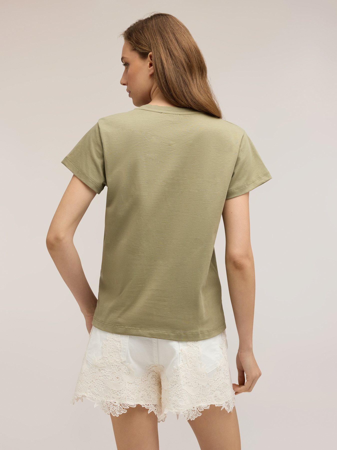 T-shirt in jersey con scritta ricamata image number 1