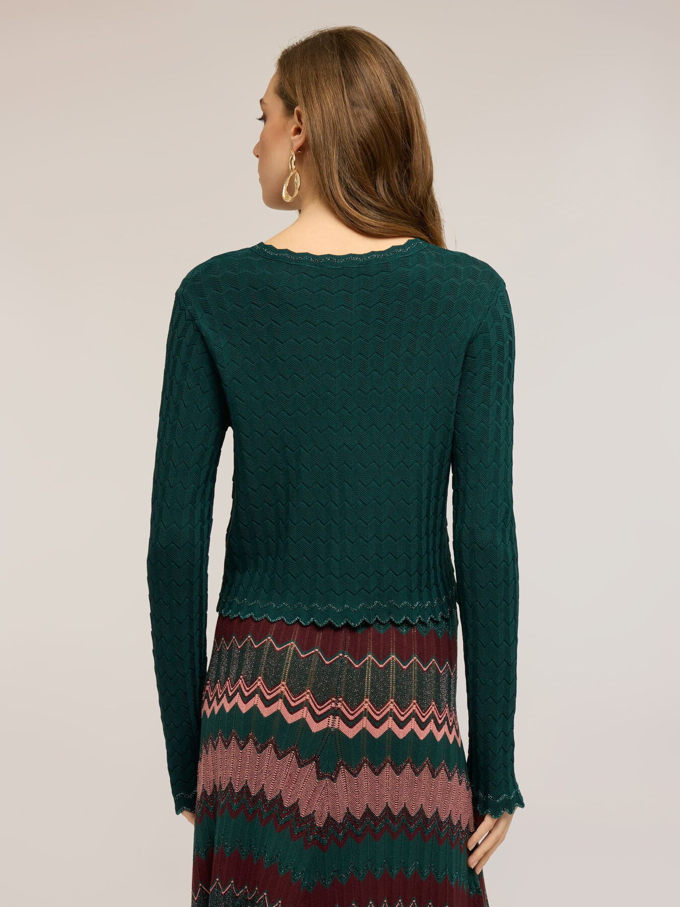 Cardigan corto in maglia effetto pizzo image number 1