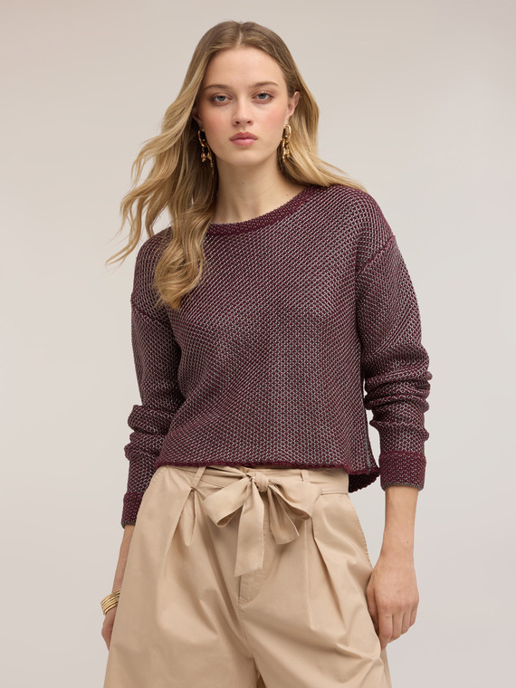 Maglia con lavorazione a rete lurex
