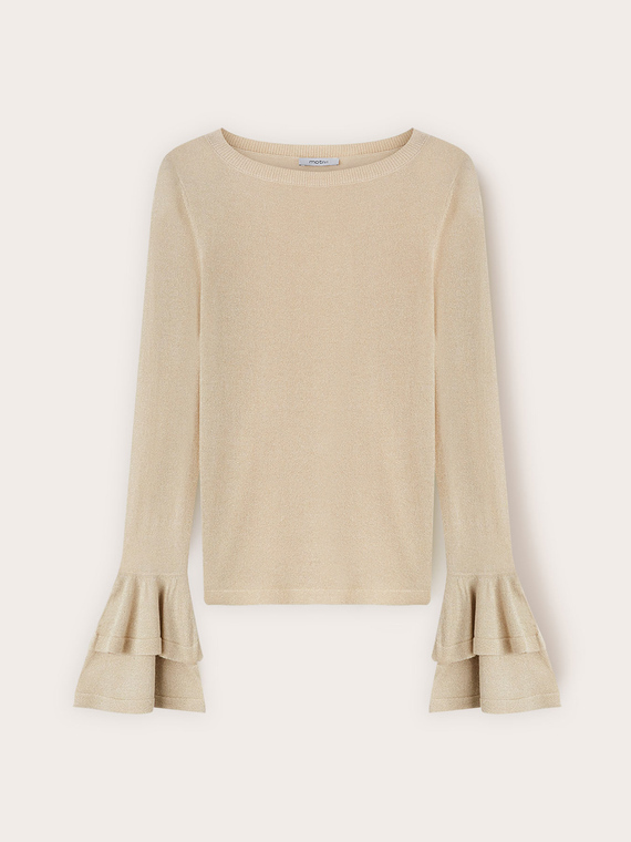 Maglia lurex con maniche a volants