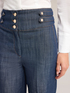 Jeans palazzo in denim a vita alta con piega image number 3