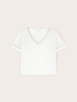 T-shirt in misto lino con profili color oro image number 4
