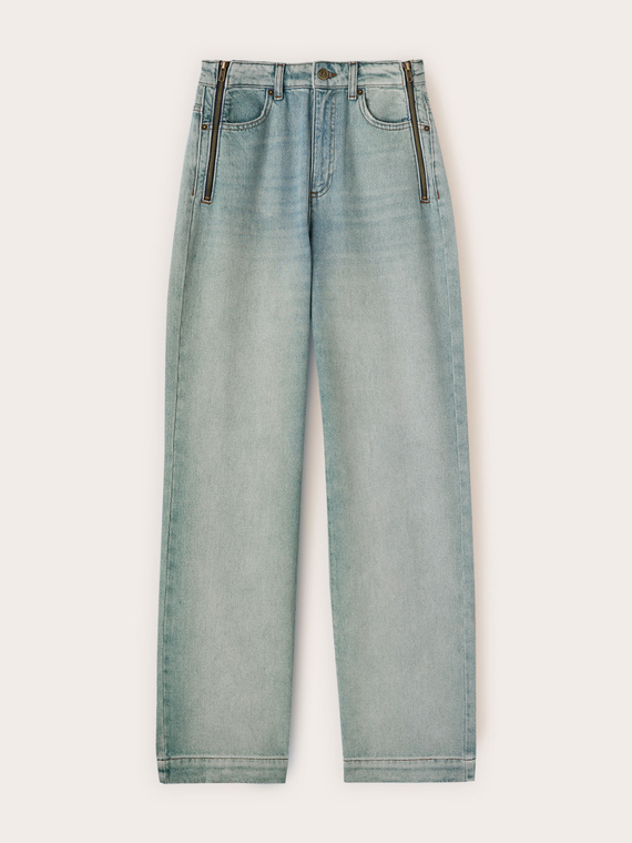 Jeans palazzo wide leg con zip laterali