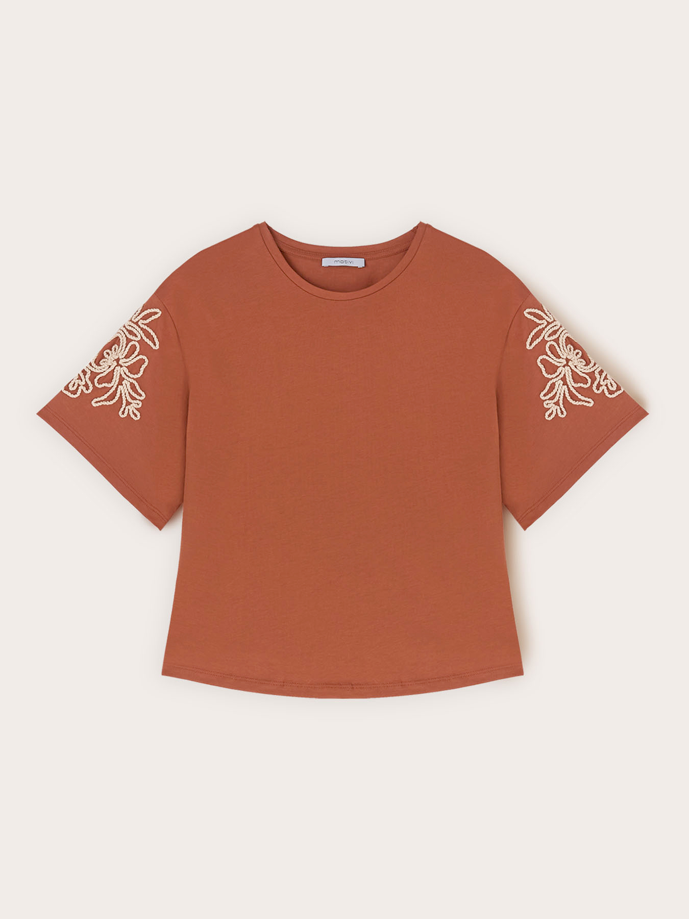 T-shirt in jersey con ricami floreali image number 4