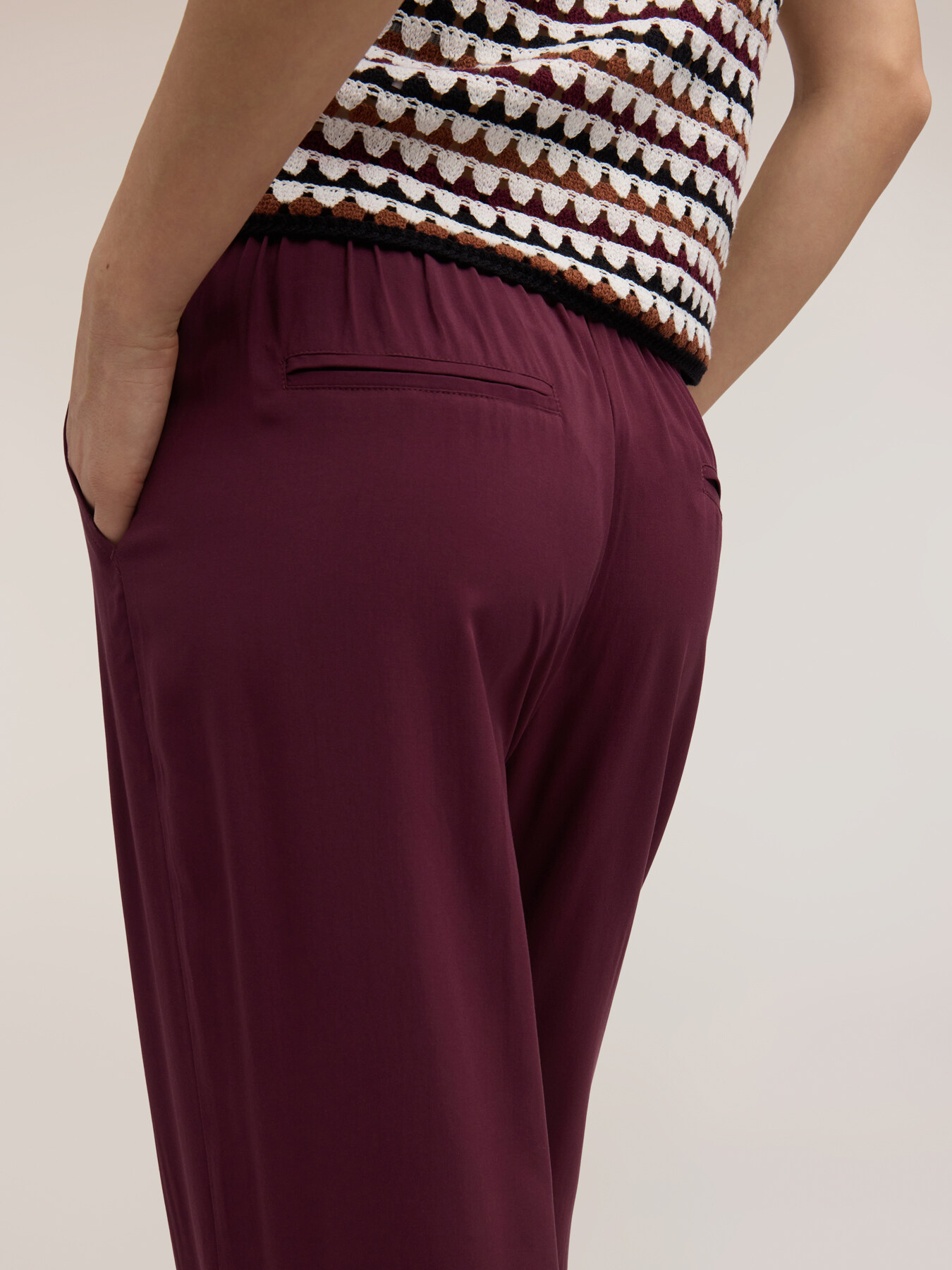 Pantaloni palazzo in viscosa con vita elastica image number 3