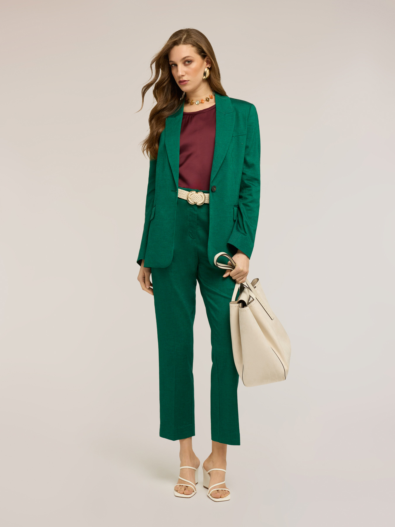 Blazer monopetto misto lino image number 0