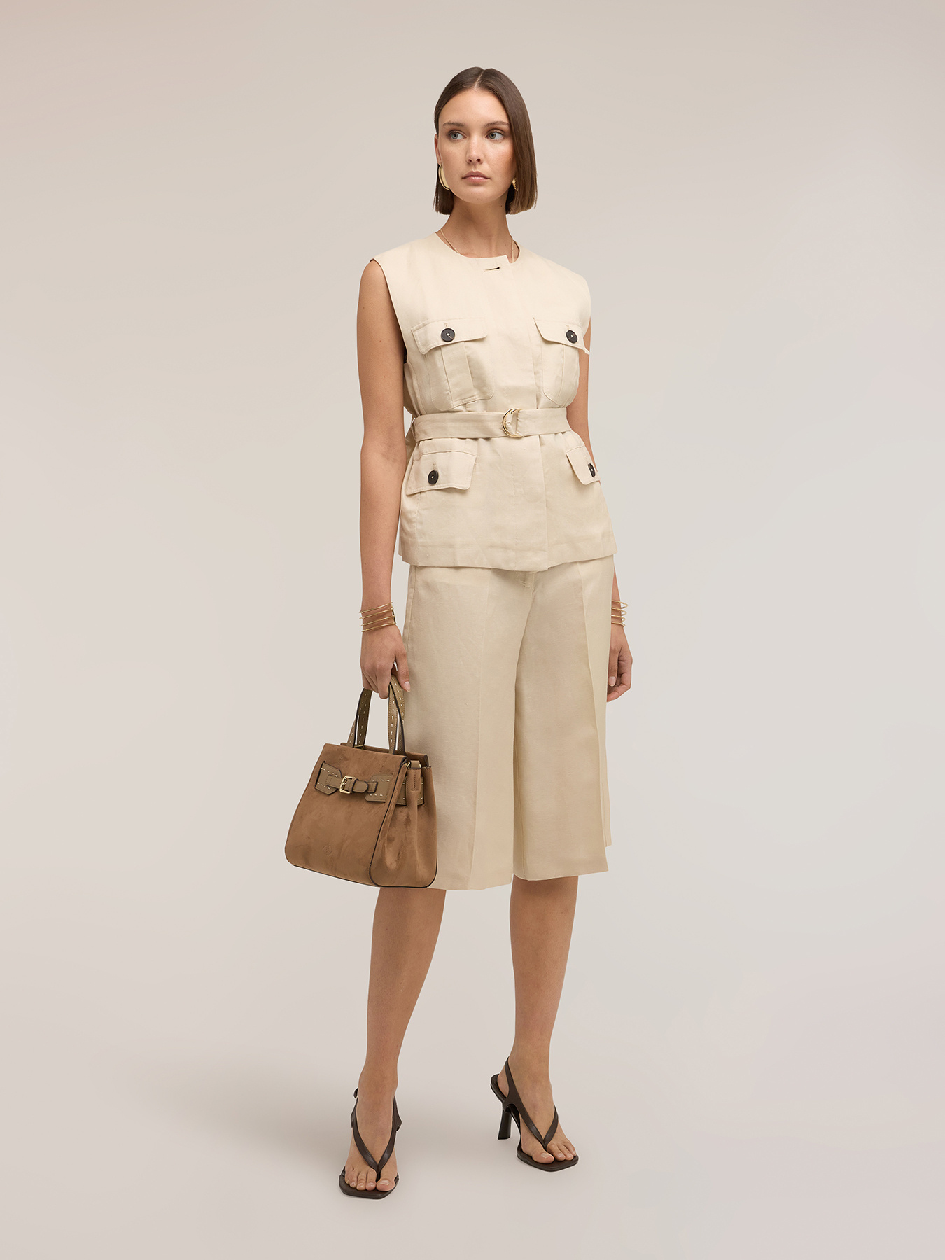 Gilet sahariana misto lino lyocell image number 0