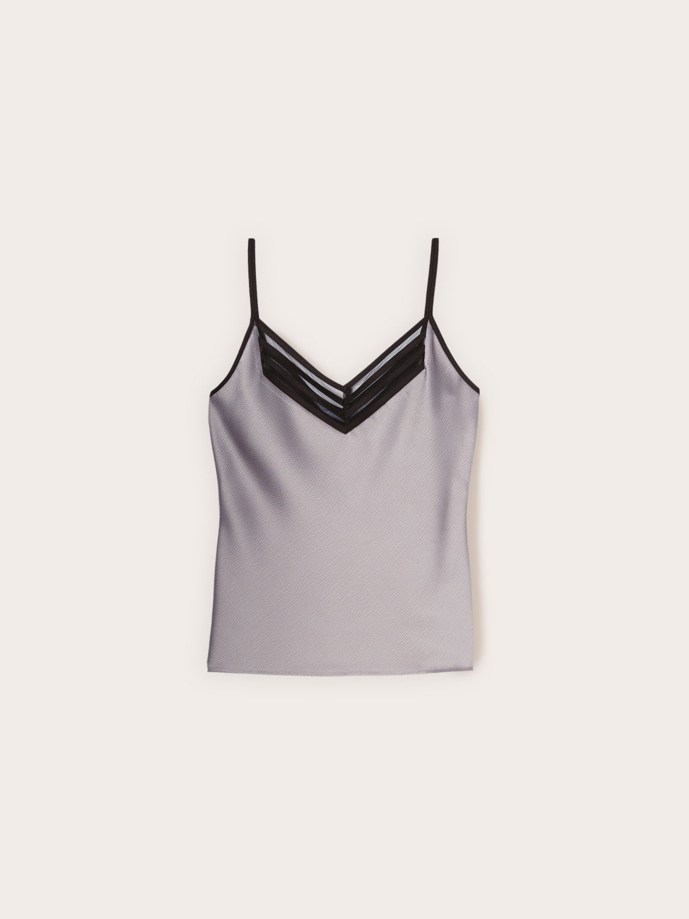 Top in raso con bordo in tulle image number 4