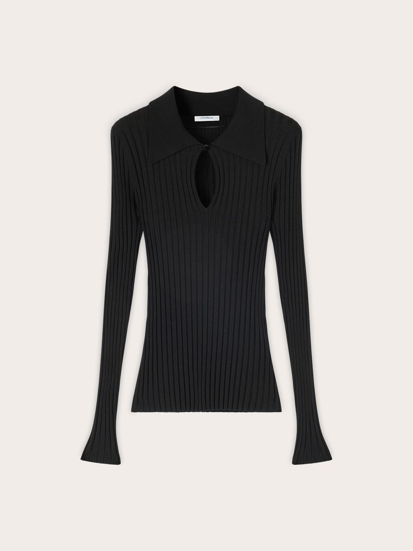 Maglia polo a coste in viscosa con cut-out image number 4