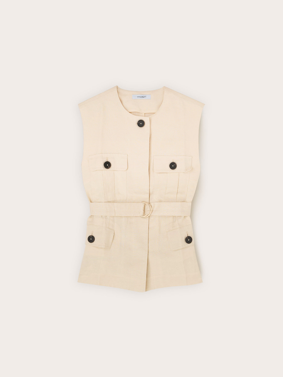 Gilet sahariana misto lino lyocell