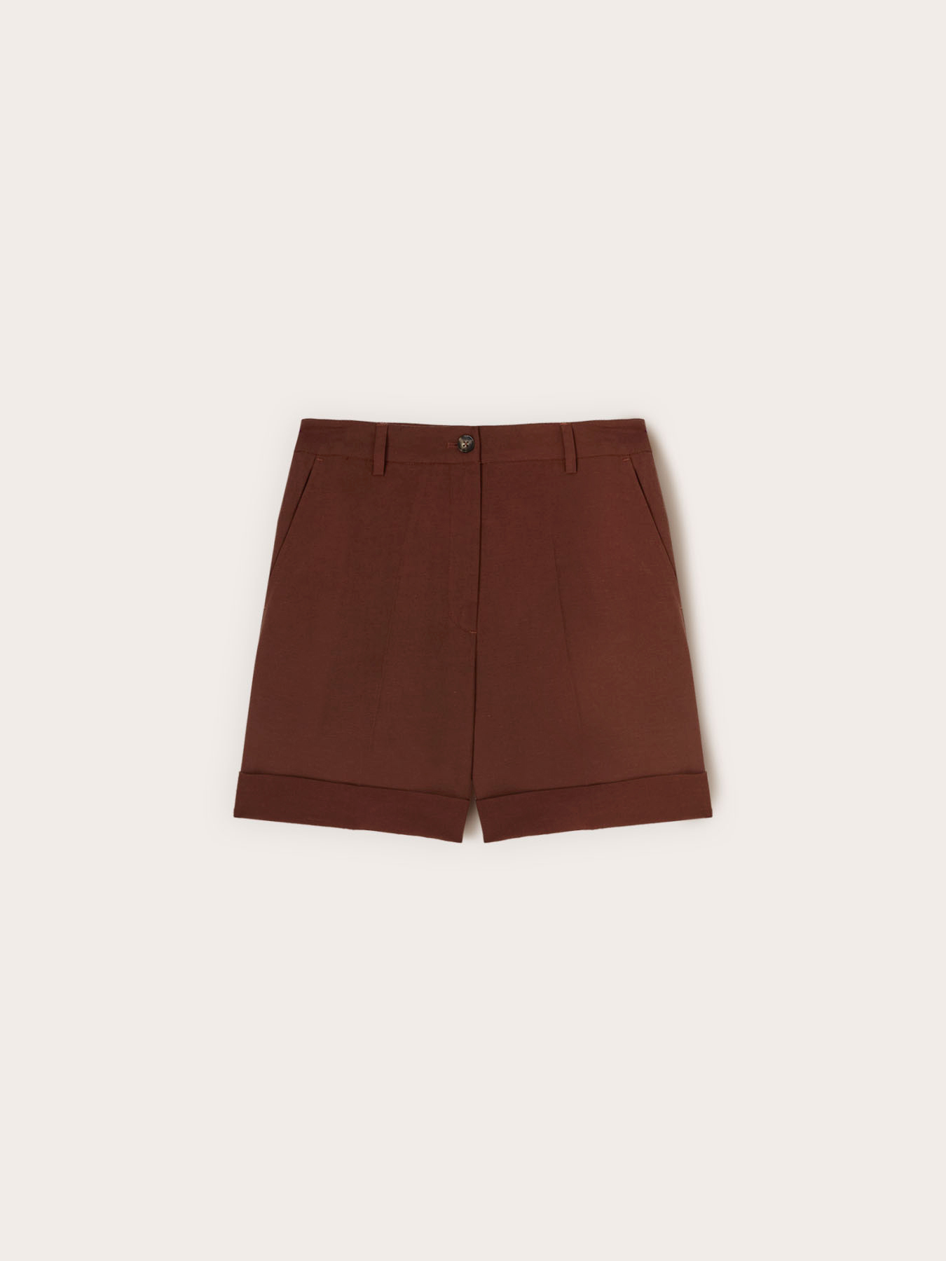 Shorts in misto lino con risvolto image number 3