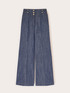 Jeans palazzo in denim a vita alta con piega image number 4