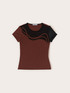 T-shirt bimaterica con ricamo image number 4