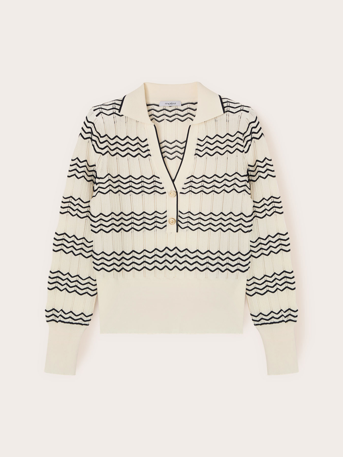 Polo in maglia fine a righe chevron image number 4