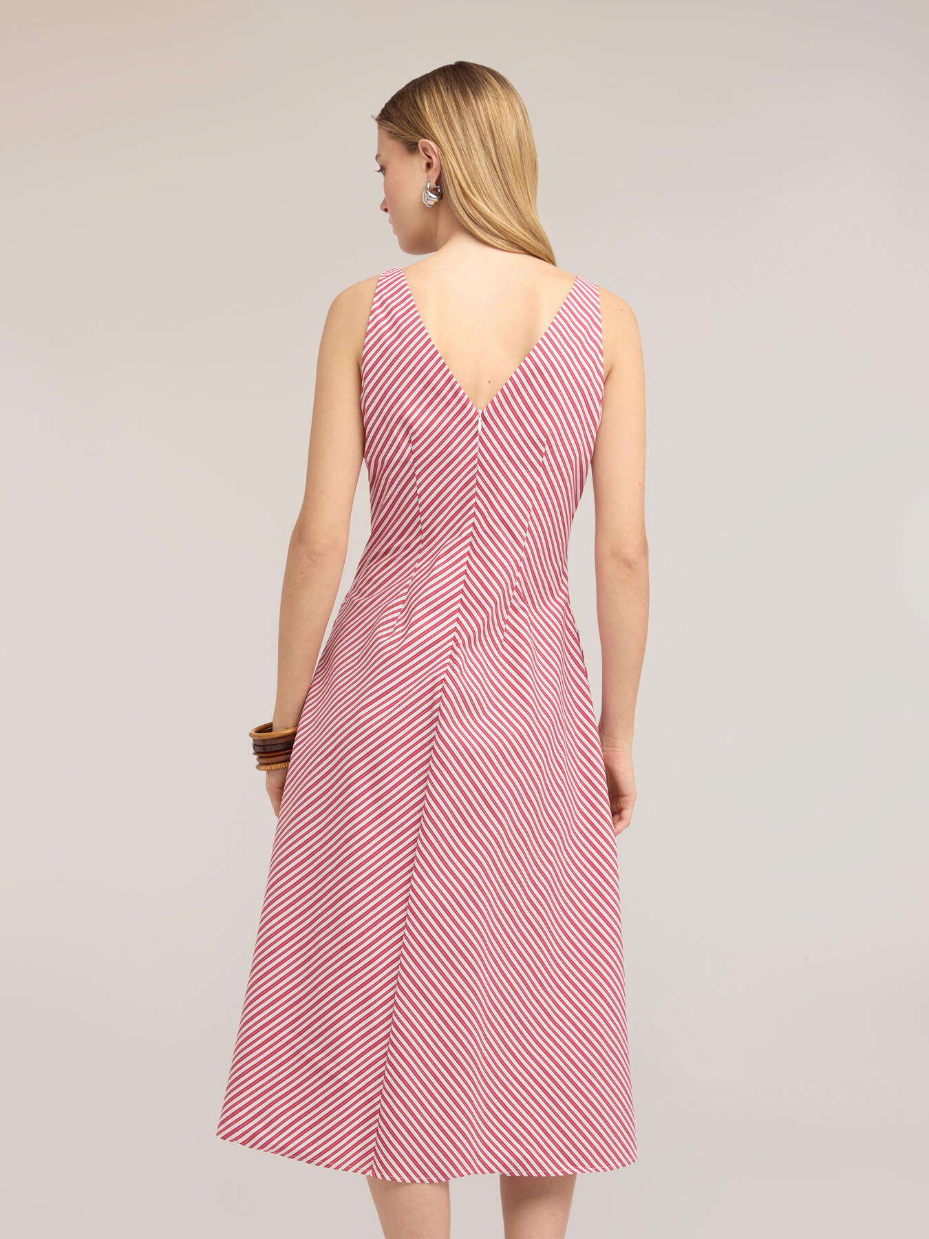 Vestito a linea ad A in popeline a righe image number 1