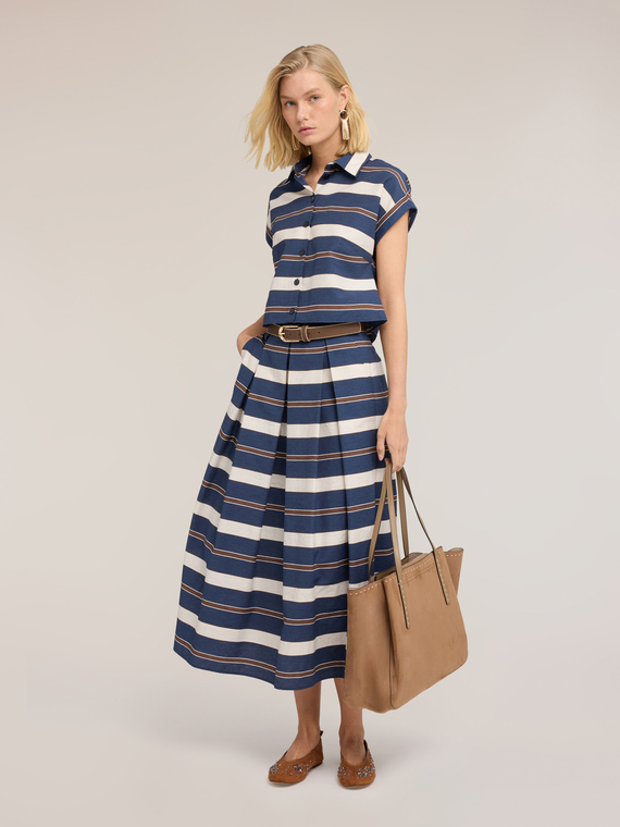 Camicia boxy in misto cotone a righe