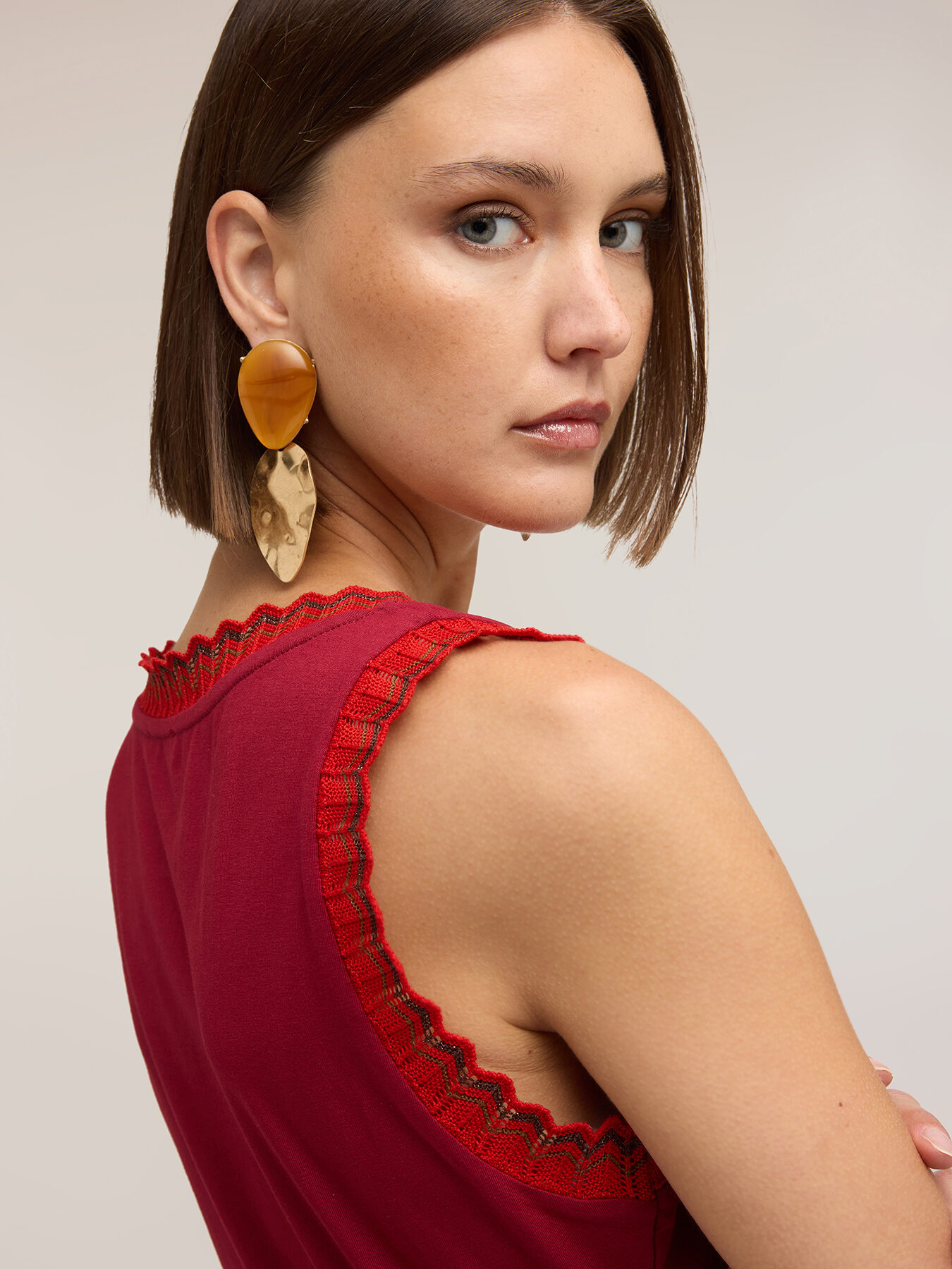 Top in jersey con bordo in maglia image number 3