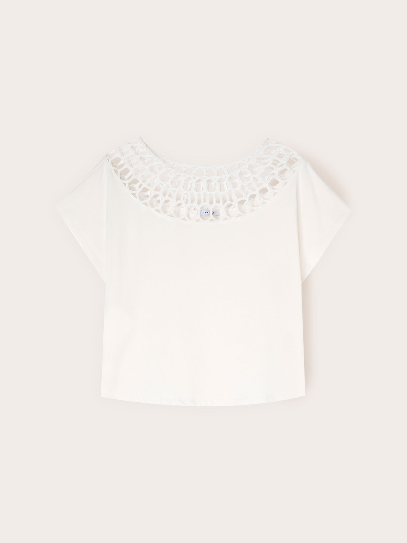 T-shirt in jersey con lavorazione effetto pizzo image number 4