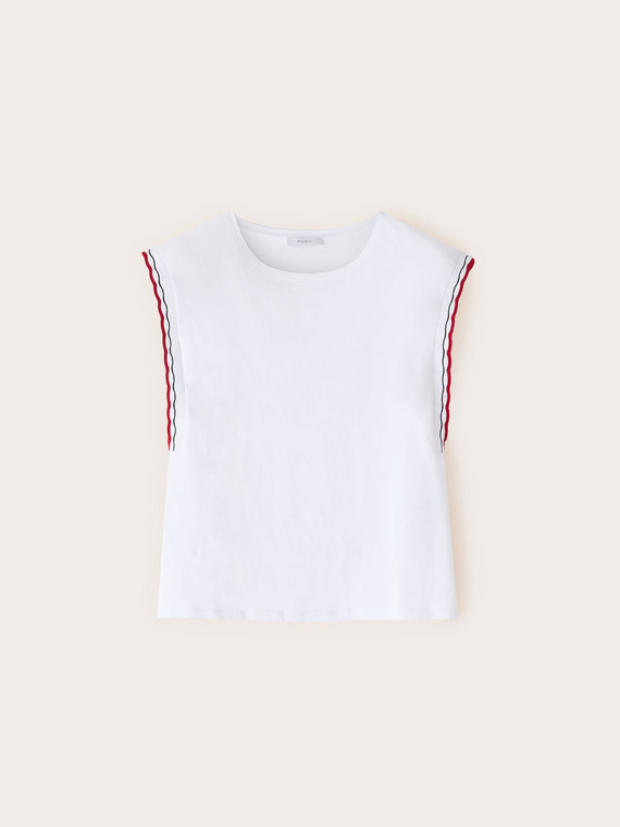 Top in jersey con bordi colorati