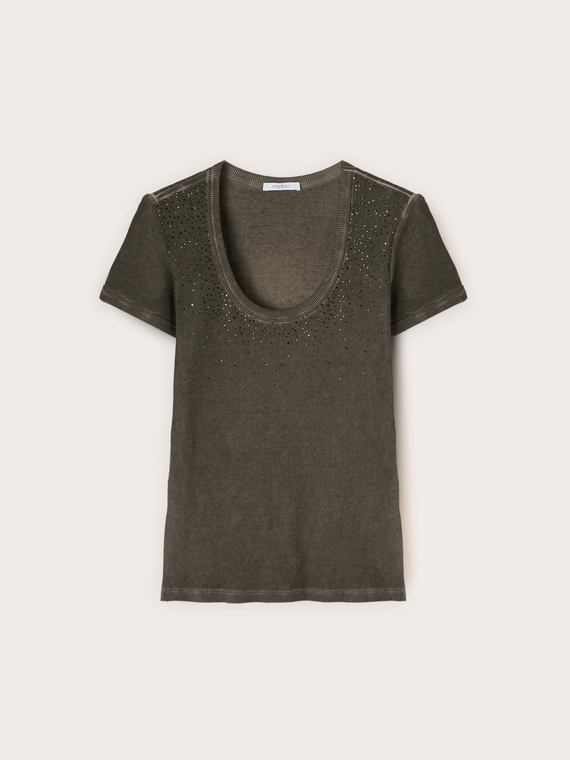 T-shirt con applicazioni di strass