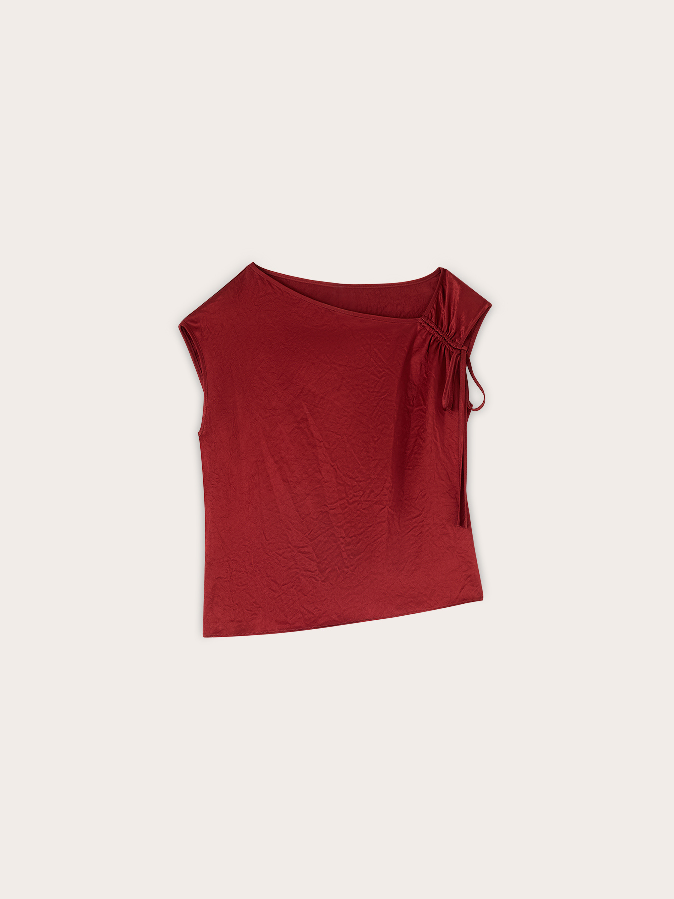 Top in raso con scollo asimmetrico drappeggiato image number 4