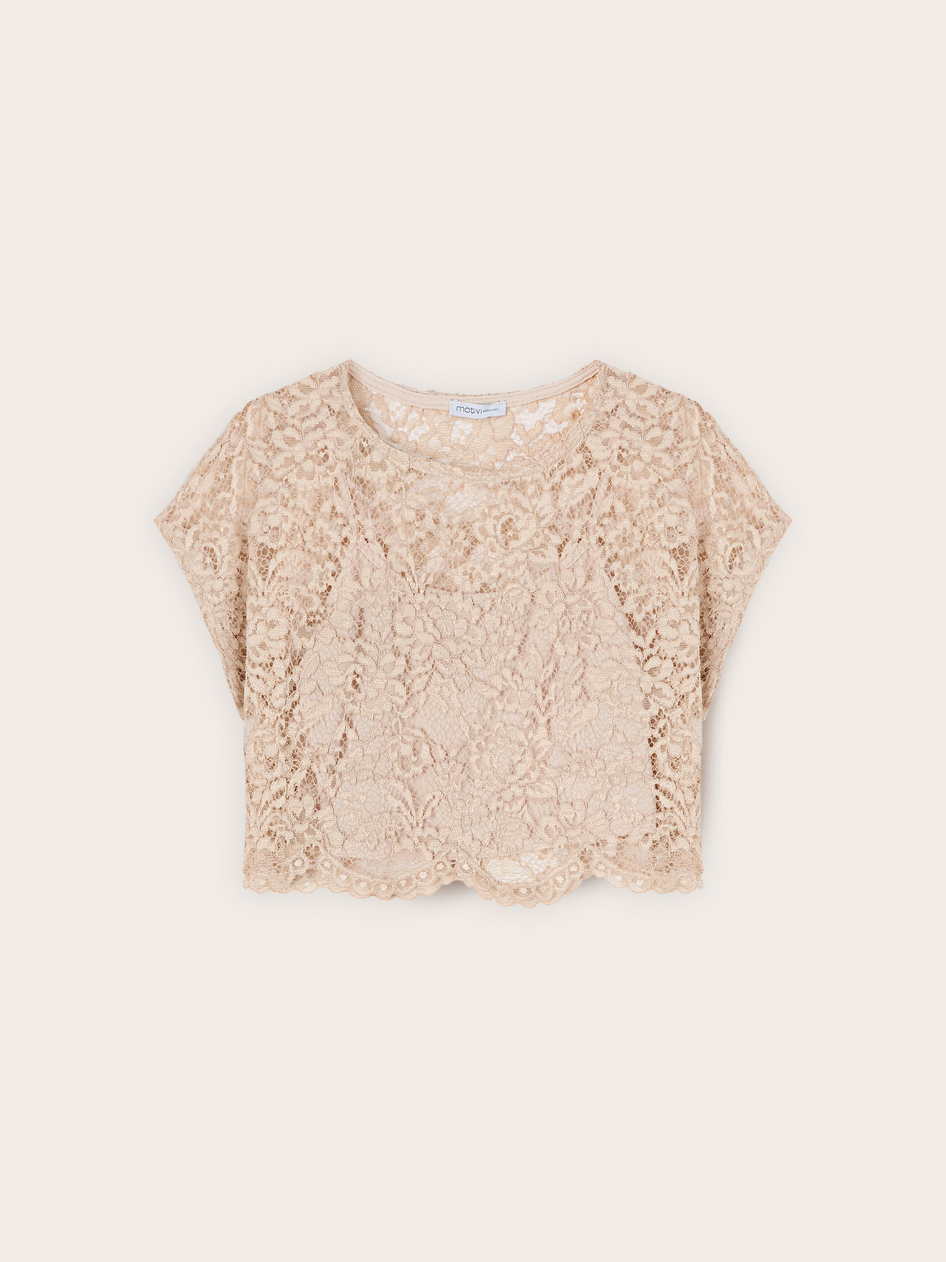 Blusa corta in pizzo image number 4