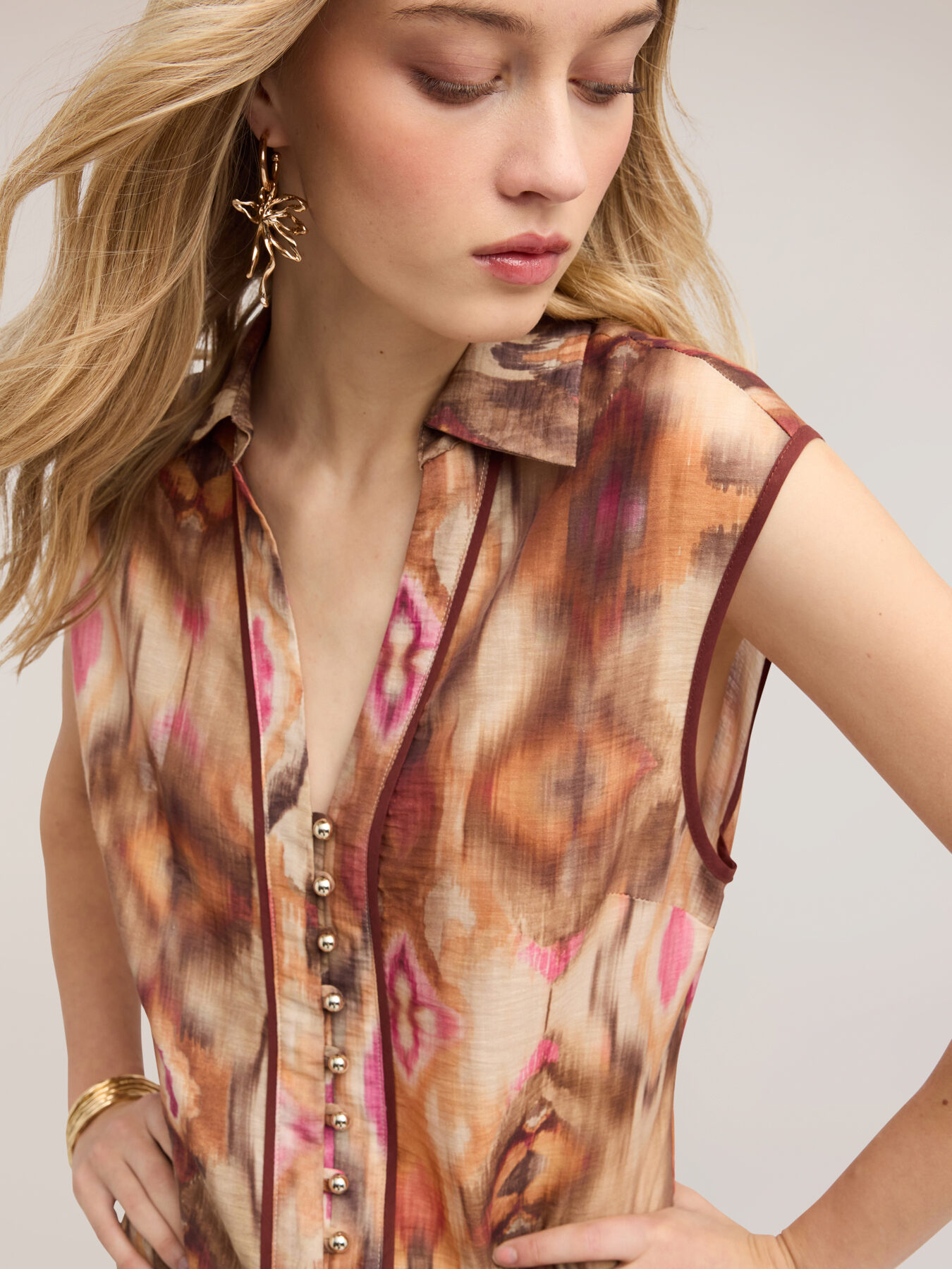 Camicia in tela di lyocell con stampa ikat image number 0