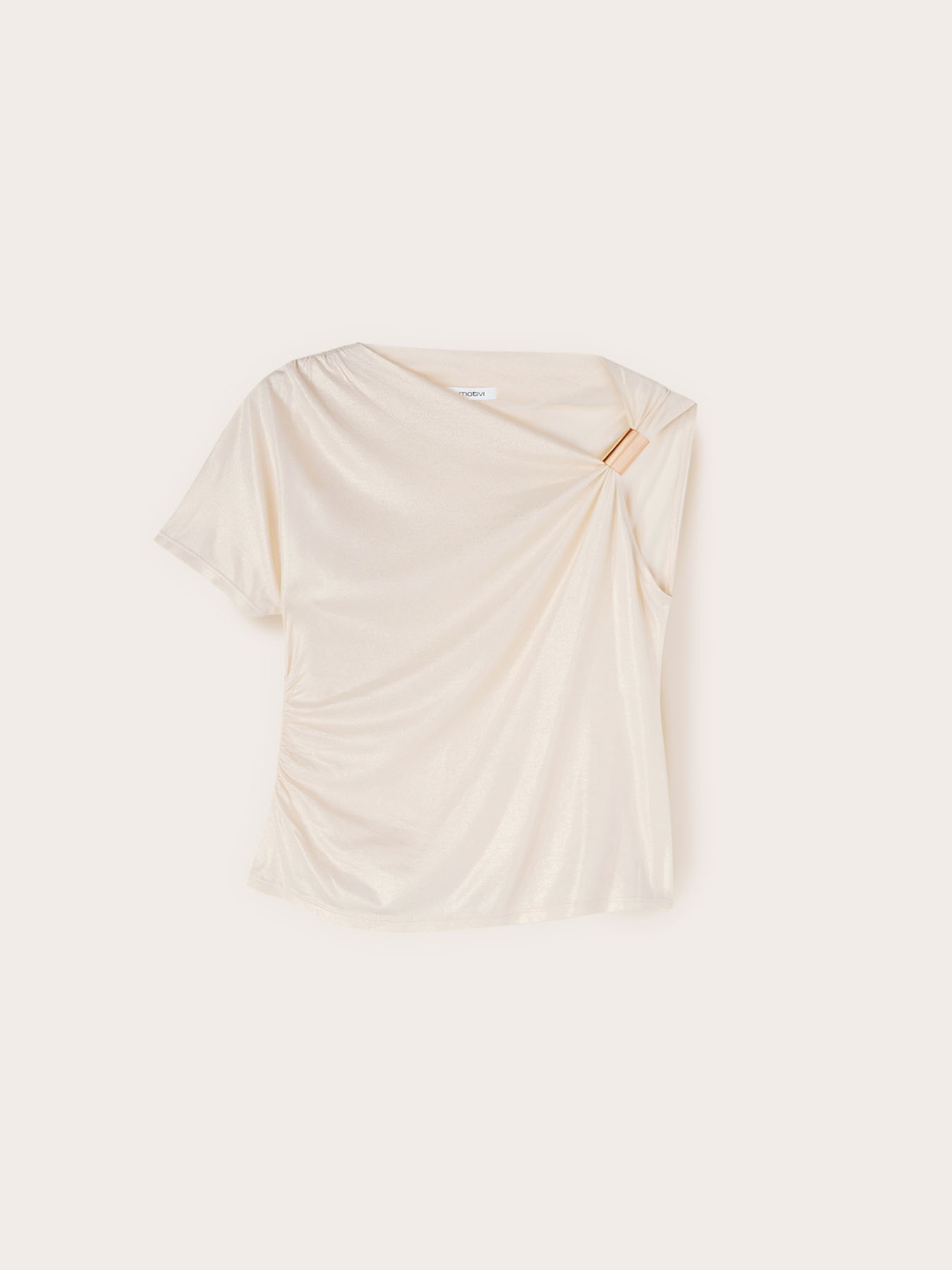 T-shirt laminata con scollatura asimmetrica image number 0