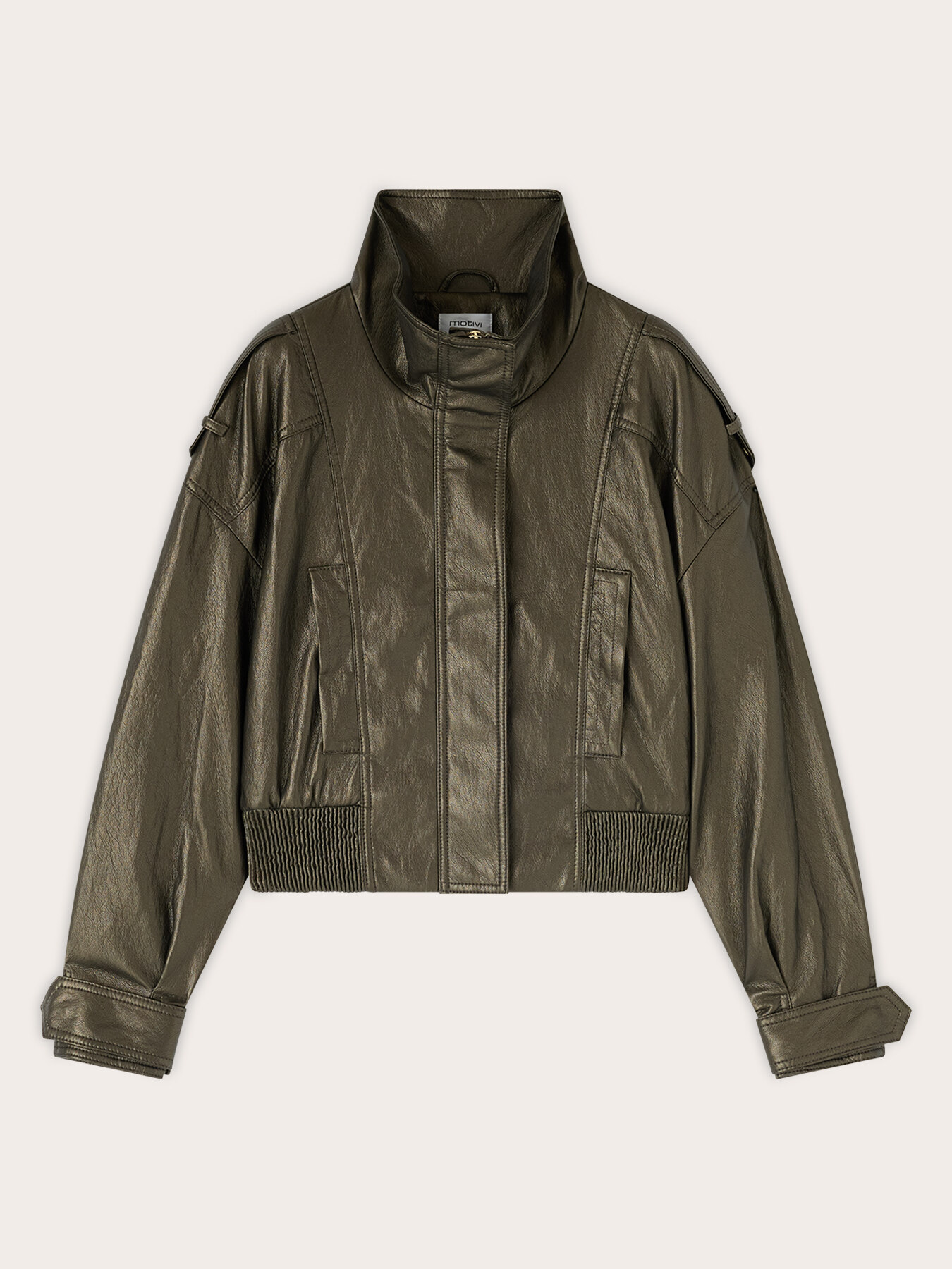 Giubbotto bomber corto crinkle con collo alto image number 4
