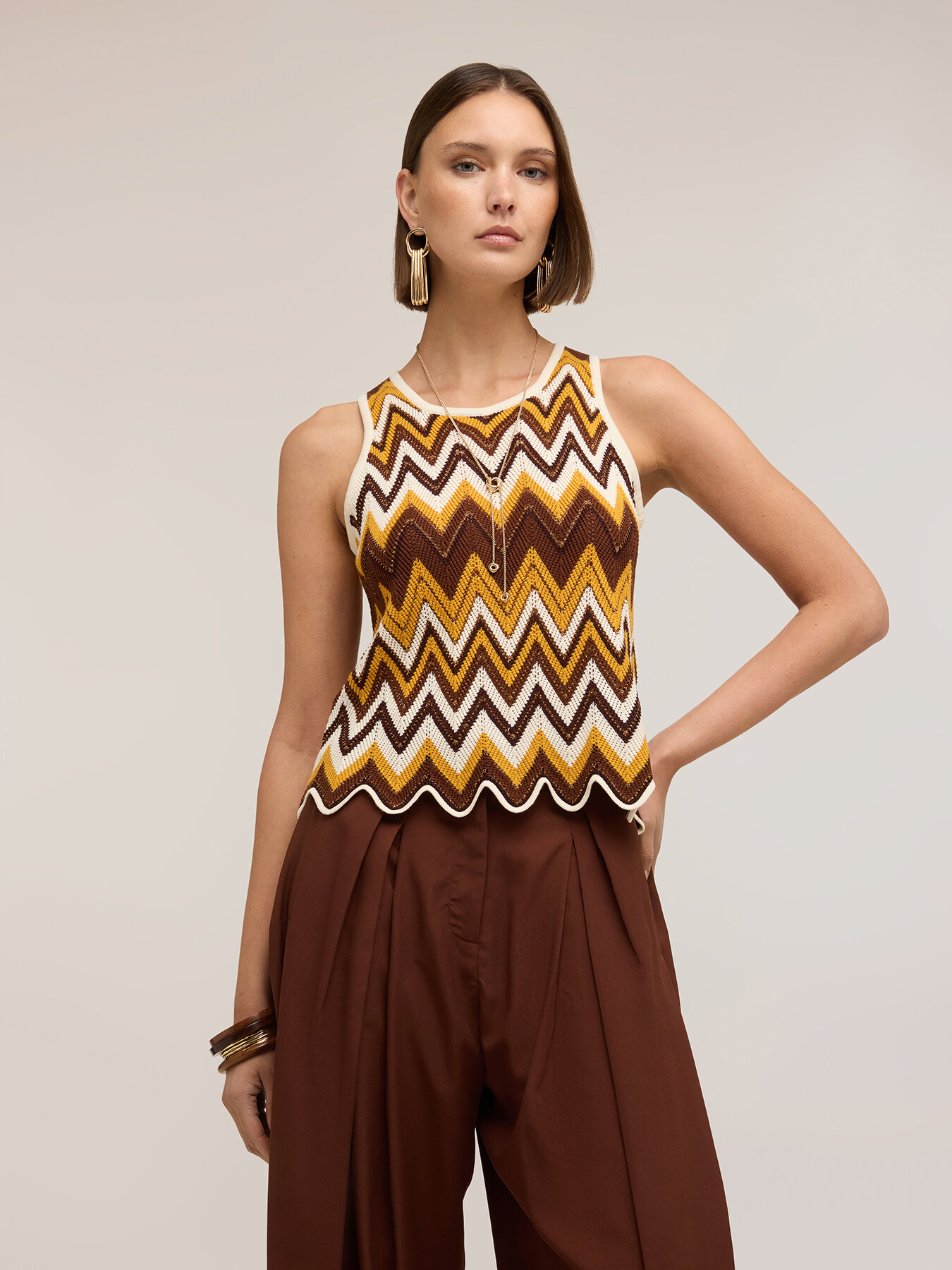 Top in maglia fantasia chevron image number 0