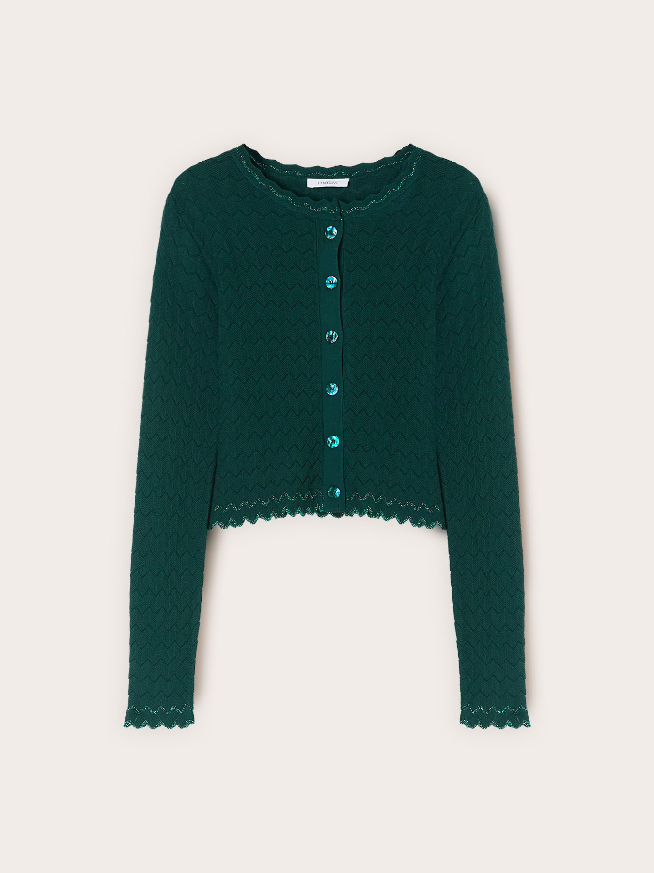Cardigan corto in maglia effetto pizzo image number 4