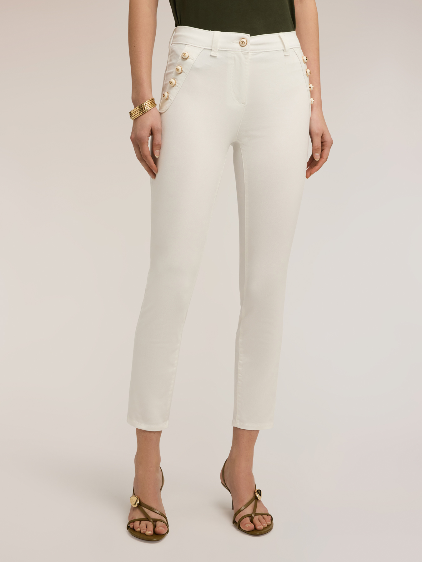 Pantaloni slim in drill di cotone image number 2