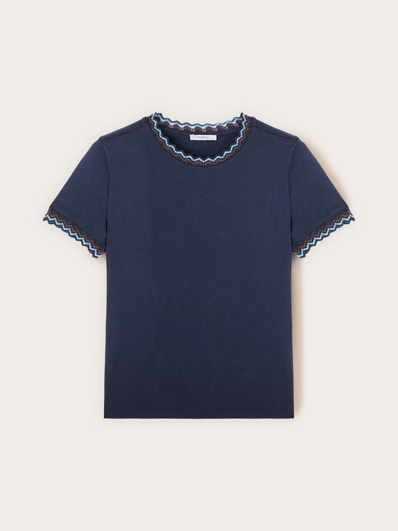 T-shirt con bordi in maglia