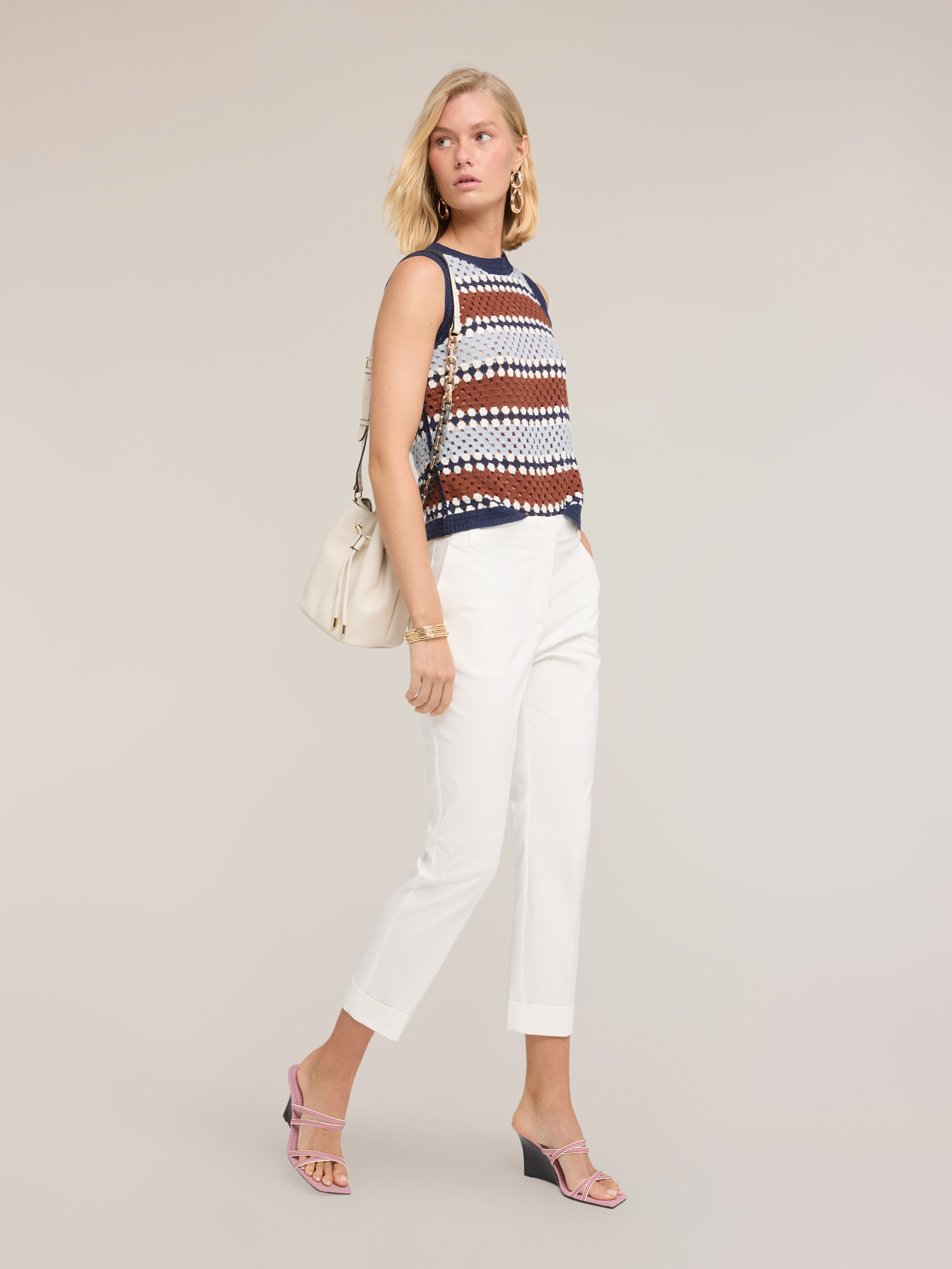 Pantaloni cropped in misto cotone image number 0