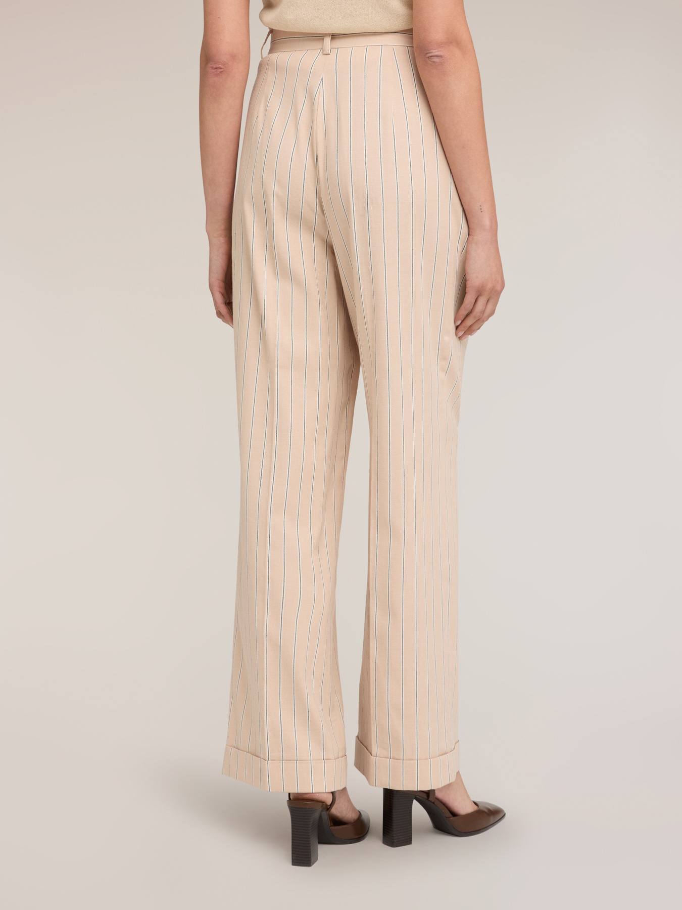 Pantaloni palazzo in misto lino a righe image number 1