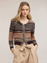 Cardigan corto in maglia traforata a righe image number 4