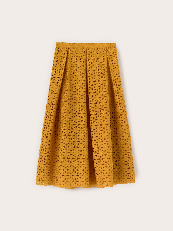 Gonna a pieghe in pizzo macram&eacute;