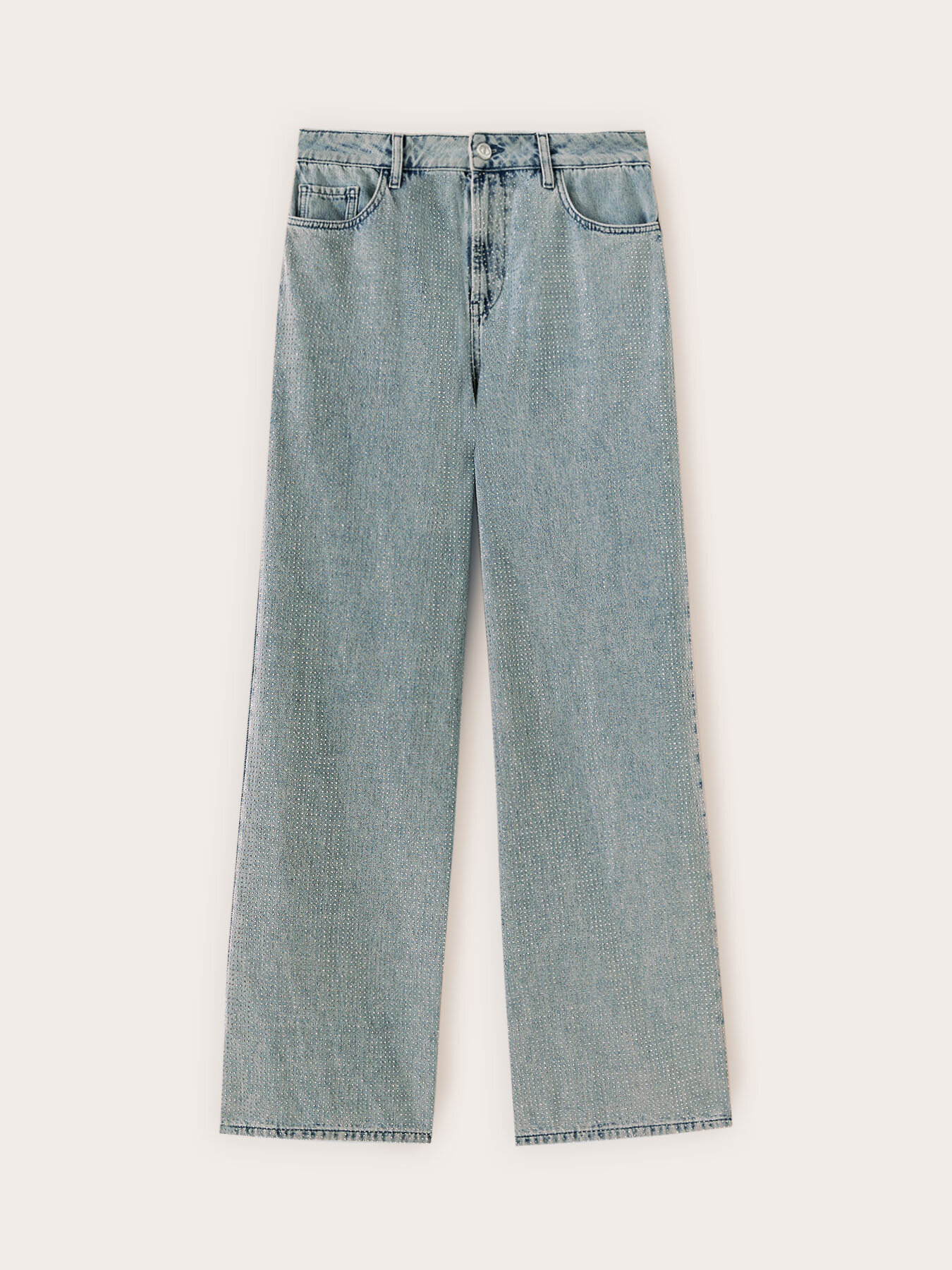 Jeans palazzo con cristalli image number 4