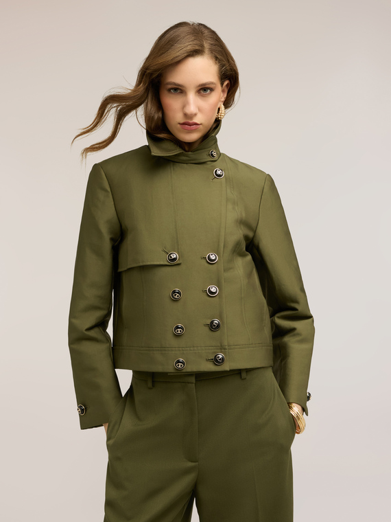 Trench corto doppiopetto in misto cotone