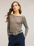 T-shirt in tulle a righe con drappeggio image number 0