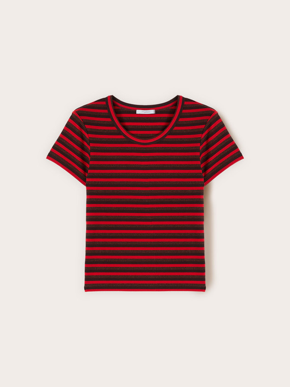 T-shirt a righe in jersey misto lurex