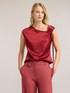 Top in raso con scollo asimmetrico drappeggiato image number 0