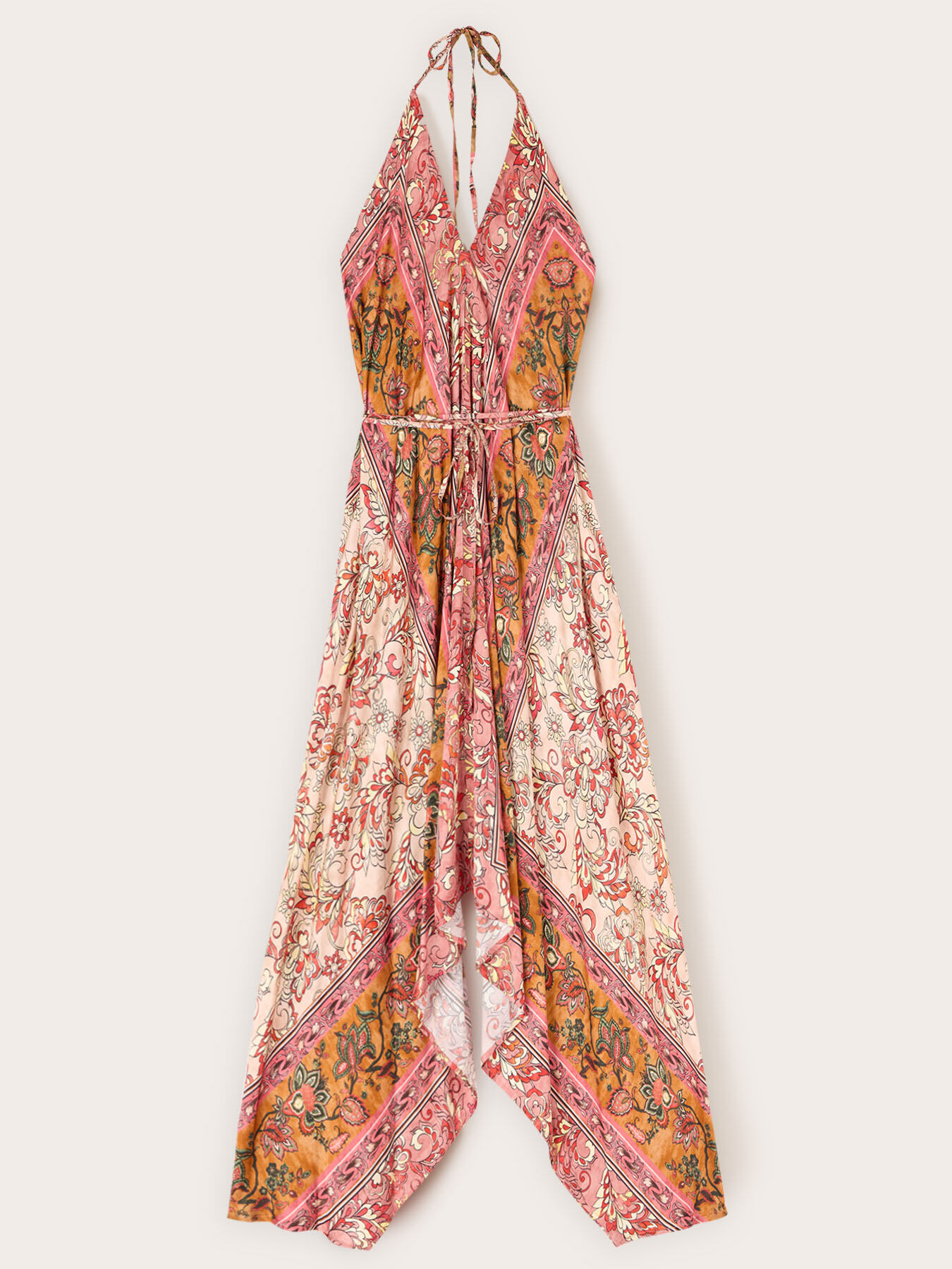 Vestito lungo in raso con stampa image number 4
