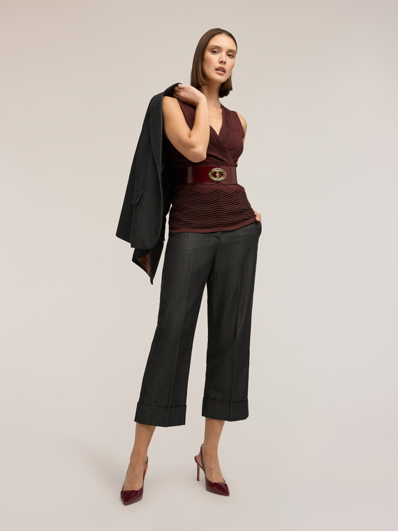 Pantaloni cropped misto rami&egrave;