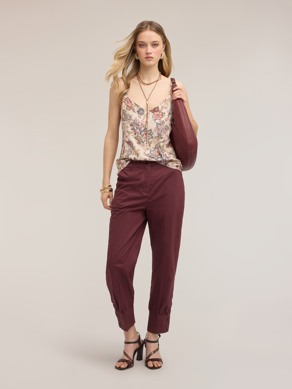 Pantaloni con polso in popeline