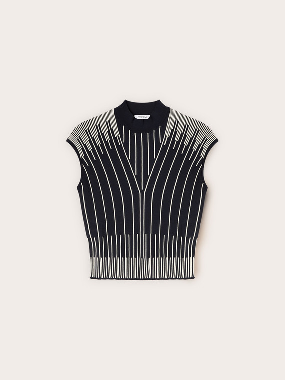 Maglia dolcevita a righe in viscosa